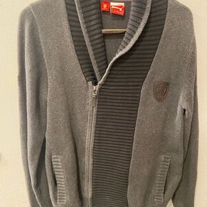 Puma x Scuderia Ferrari Full Zip Cardigan Sweater Jacket Mens Sz M Gray/Black
